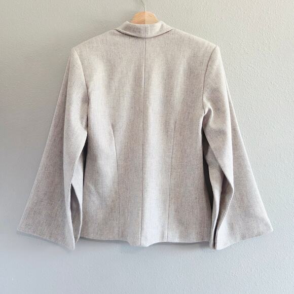 Marlies Grace Cate Coat - Blazer With Cape-Style Sleeves in Cream Grey Wool XS - Picture 5 of 14